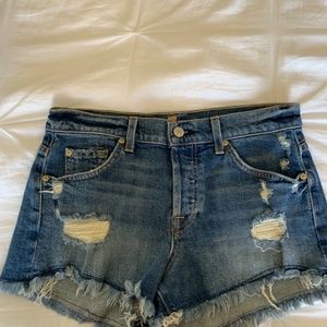 Medium Wash High Rise Jean Shorts